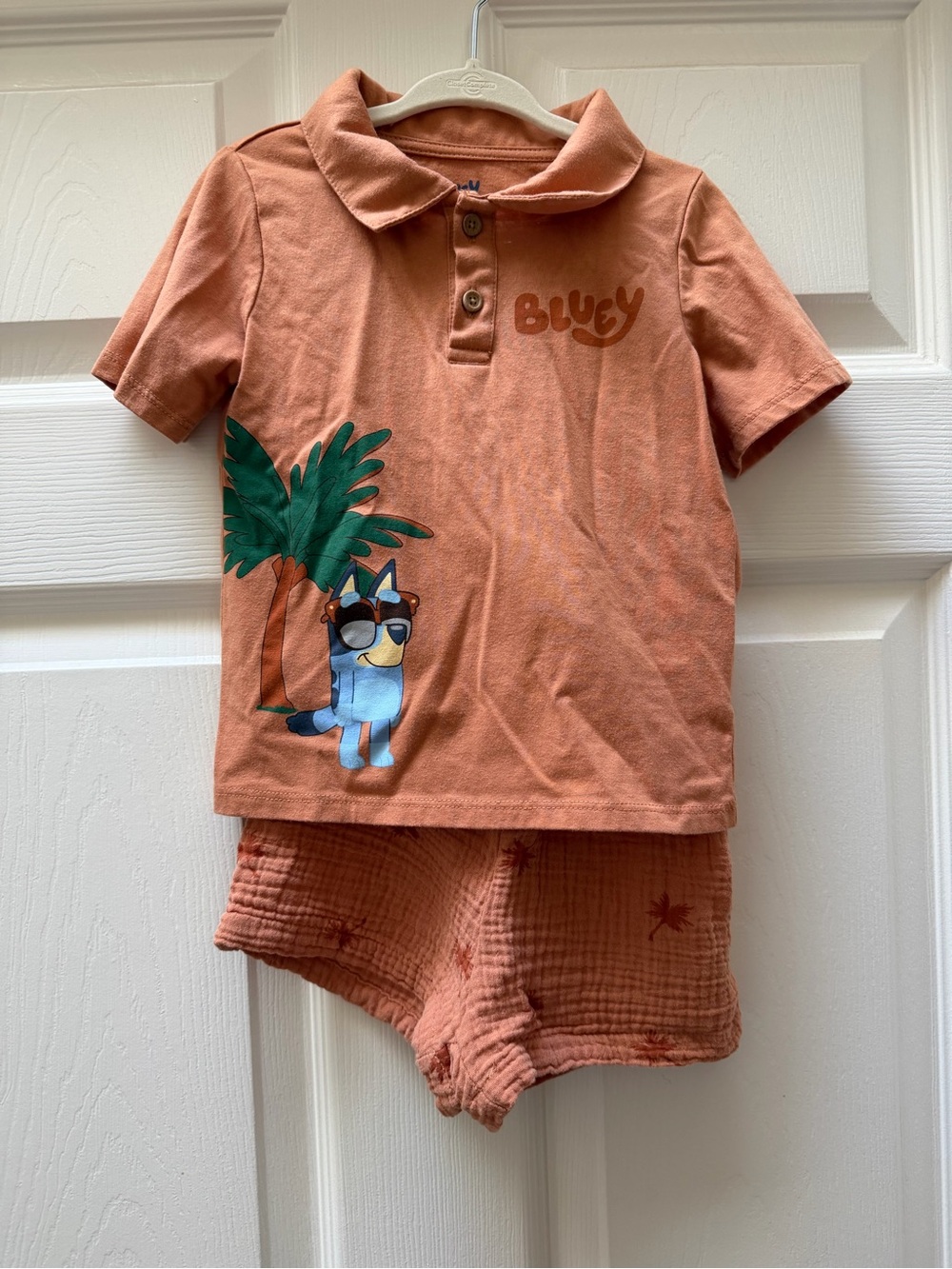 Bluey Polo + Shorts Palm Tree Set